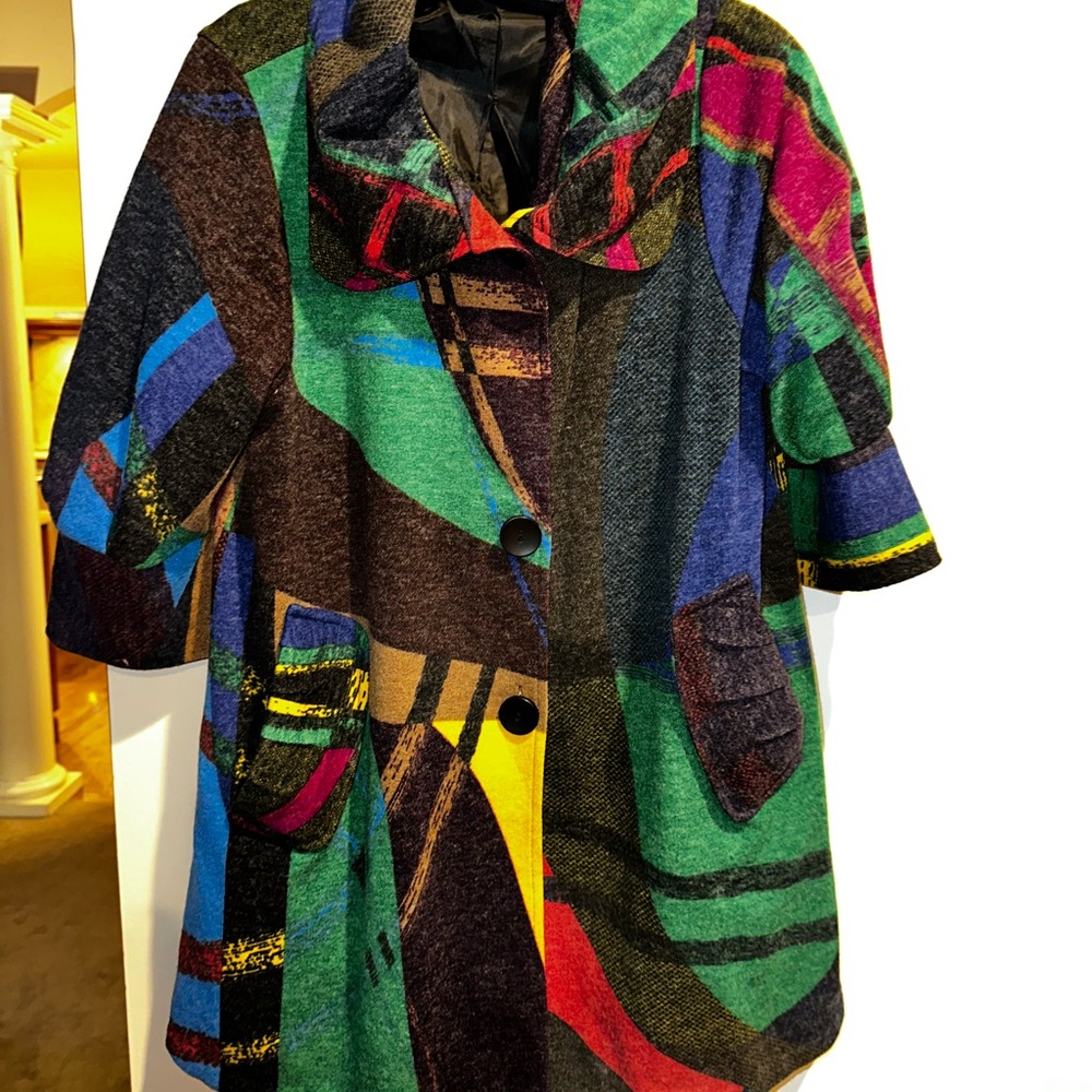 Multicolor Abstract Pattern Women's Coat